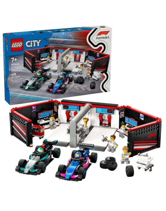 60444 Lego City F1 Garajı Ve Mercedes-amg Ve Alpine Arabaları 678 Parça +7 Yaş