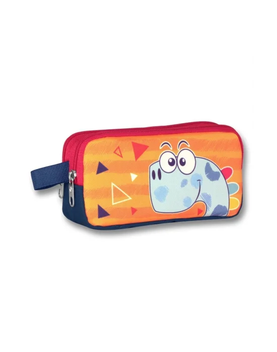 Ümit Çanta Cennec Erkek Çocuk Sevimli Dino Turuncu/Mavi Üçlü İlkokul Çanta Seti