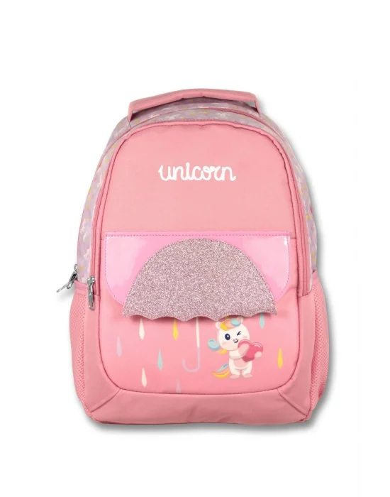 Cennec Simli Unicorn Baskılı Pembe Kız Çocuk Üçlü İlkokul Çanta Seti