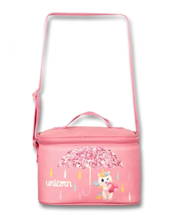 Cennec Simli Unicorn Baskılı Pembe Kız Çocuk Üçlü İlkokul Çanta Seti