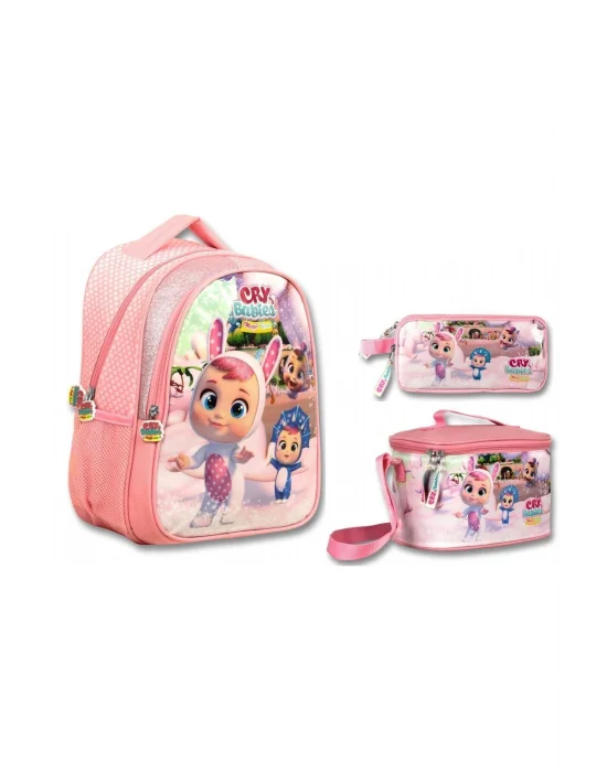 Cry Babies Tavşan Kulaklar Açık Pembe Kız Çocuk Üçlü İlkokul Çanta Seti