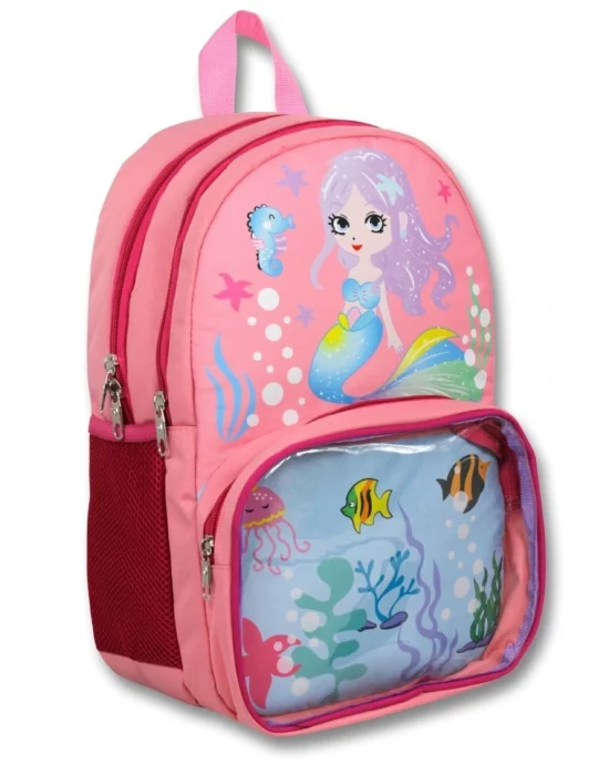 Cennec Şeffaf Bölmeli Pembe Deniz Kızı İlkokul Sırt Çantası - Kız Çocuk