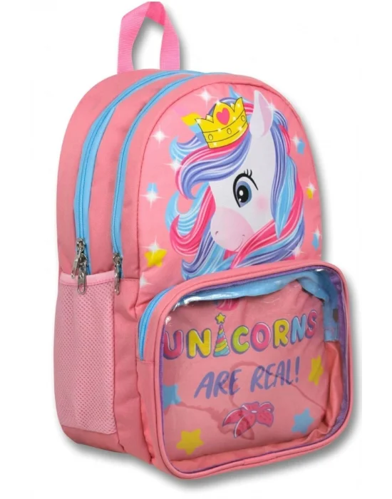 Cennec Şeffaf Bölmeli Pembe Unicorn İlkokul Sırt Çantası Seti - Kız Çocuk