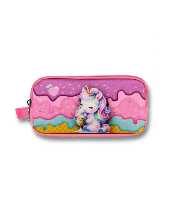 Ümit Çanta Mor Pembe Dondurma Yiyen Unicorn Desenli Kalem Çantası - Kız Çocuk - 5005