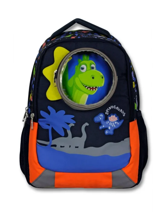 Cennec 5009 (Sevimli Dinazor - Mavi Kırmızı - Erkek Çocuk) Okul Çantası - 3D