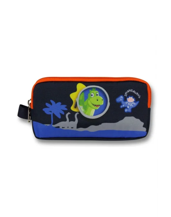 Ümit Çanta 5011 (Sevimli Dinazor Desenli - Mavi Kırmızı Renkli) Erkek Çocuk Kalem Çantası