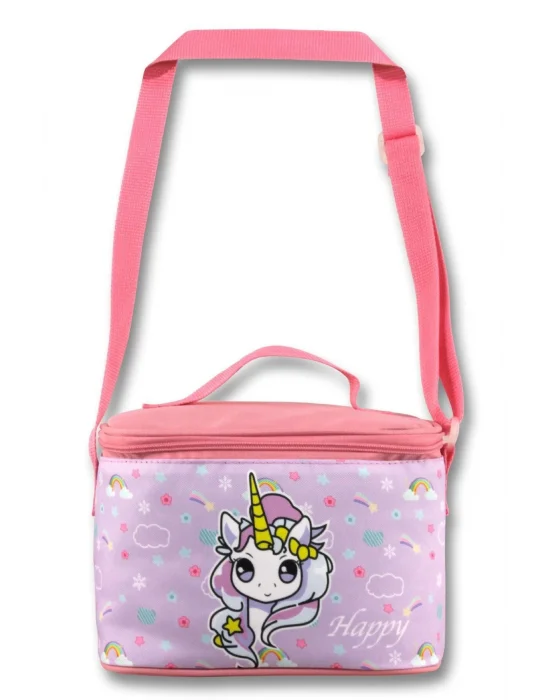 Ümit Çanta Termoslu/Isı Yalıtımlı Beslenme Çantası - 5016 - Gökkuşağı Unicorn, Turkuaz Pembe (kız )