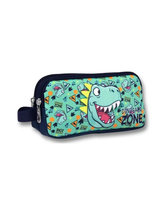 Ümit Çanta Yeşil Lacivert Dinazor Desenli Kalem Çantası - Erkek Çocuk - 5020
