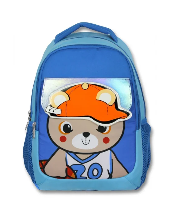 Cennec 5021 (Şapkalı Ayıcık - Mavi - Erkek Çocuk) Okul Çantası - Şapka Detaylı Bölme