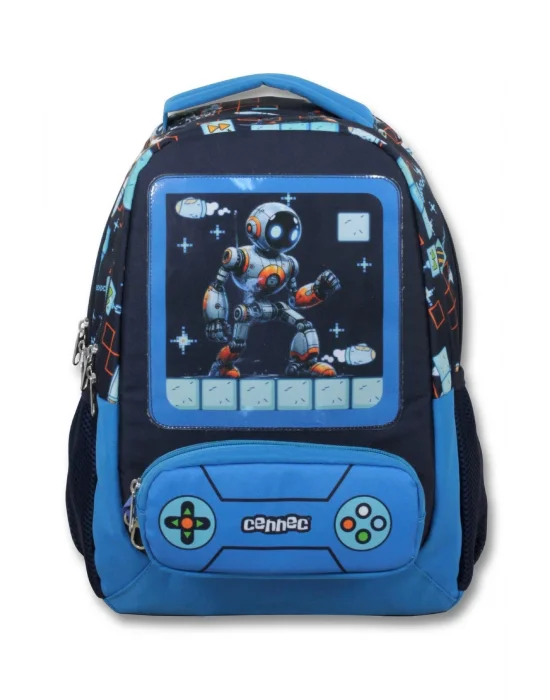 Cennec 5030 (Oyun Konsolu - Mavi Siyah - Erkek Çocuk) Okul Çantası - Kalemlikli