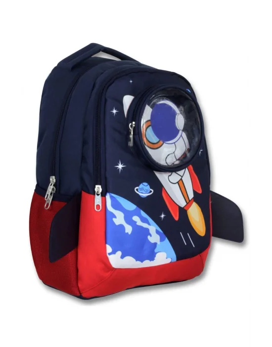 Cennec 5042 (3D Astronot - Lacivert Kırmızı - Erkek Çocuk) Okul Çantası