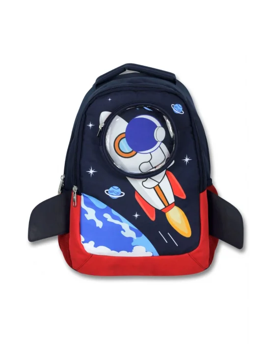 Cennec 5042 (3D Astronot - Lacivert Kırmızı - Erkek Çocuk) Okul Çantası