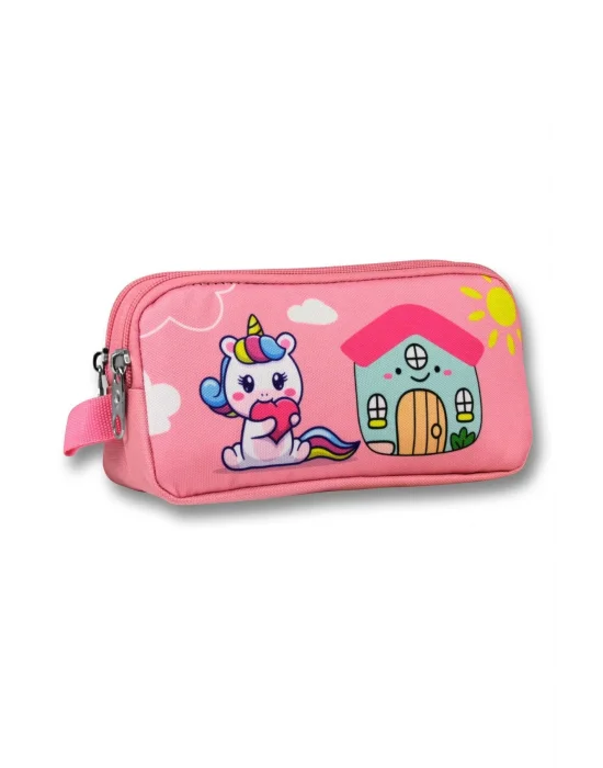 Ümit Çanta 5053 (Unicorn Desenli - Pembe Yeşil Renkli) Kız Çocuk Kalem Çantası