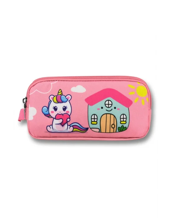 Ümit Çanta 5053 (Unicorn Desenli - Pembe Yeşil Renkli) Kız Çocuk Kalem Çantası