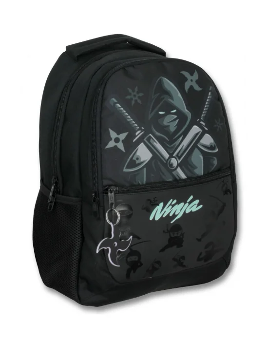 Ümit Çanta Üç Gözlü Erkek Çocuk İlkokul Çantası - Ninja - Siyah Turkuaz - 5066