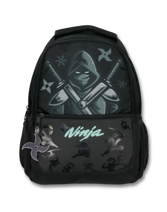 Ümit Çanta Üç Gözlü Erkek Çocuk İlkokul Çantası - Ninja - Siyah Turkuaz - 5066