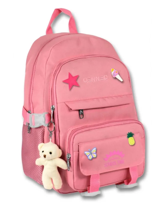 Cennec Çok Bölmeli Kız Çocuk Pembe İlkokul ve Günlük Sırt Çantası - 5073
