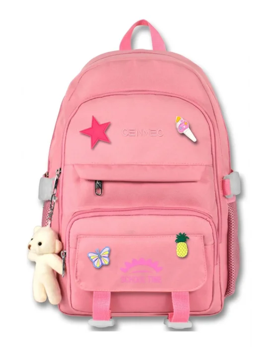 Cennec Çok Bölmeli Kız Çocuk Pembe İlkokul ve Günlük Sırt Çantası - 5073