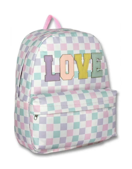 Ümit Çanta Kız Çocuklar İçin Mor Yeşil Renkli Love Baskılı Okul Çantası - 5084 - Deri Love Yazılı