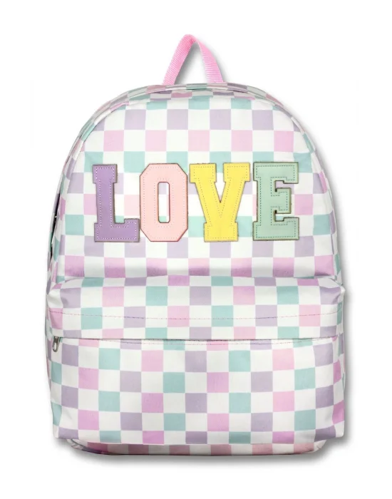 Ümit Çanta Kız Çocuklar İçin Mor Yeşil Renkli Love Baskılı Okul Çantası - 5084 - Deri Love Yazılı