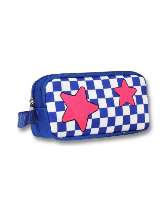 Ümit Çanta 5087 (Yıldız Desenli - Mavi Kırmızı Renkli) Kız Çocuk Kalem Çantası