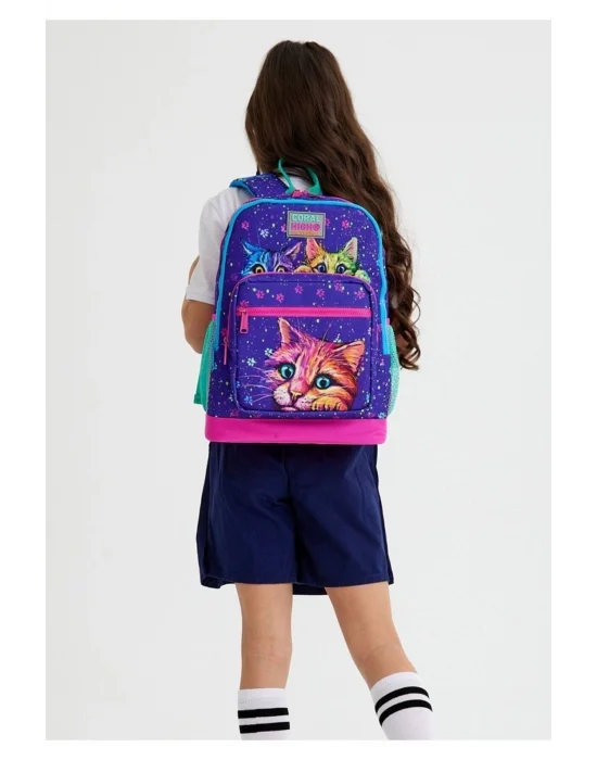 Mor Kedi Üçlü İlkokul Okul Çanta Seti
