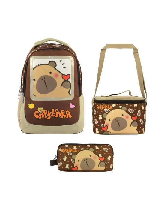 (Erkek Çocuk - Kahverengi) İlkokul Üçlü Çanta Seti - SETCPB5209A