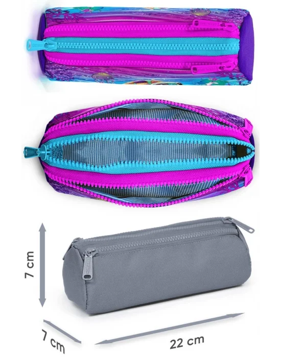 Kız Çocuk Üçlü İlkokul Okul Çanta Seti - Pembe Mor Kaplumbağa