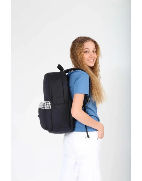 Basic Colors Okul Sırt Çantası Siyah Patern K1628