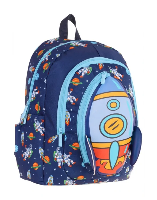 Kids Üç Gözlü (Erkek Çocuk) Okul Sırt Çantası (Roket Detaylı) - L5260