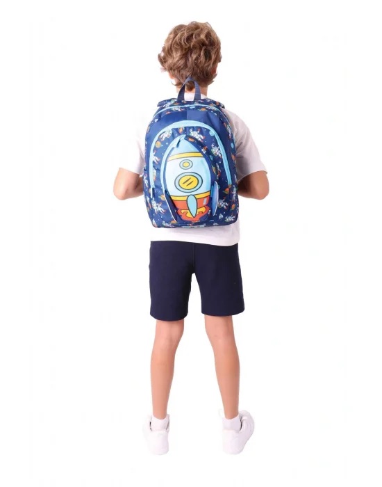 Kids Üç Gözlü (Erkek Çocuk) Okul Sırt Çantası (Roket Detaylı) - L5260