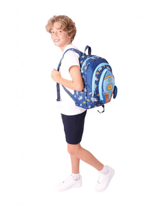 Kids Üç Gözlü (Erkek Çocuk) Okul Sırt Çantası (Roket Detaylı) - L5260