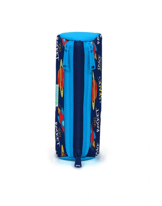 Kids Lacivert Mavi Uzay Desenli Üç Bölmeli Kalem Çantası 22320