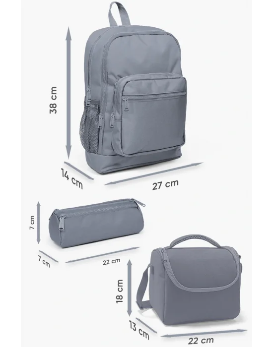 Kids 23732 Mor Pembe Kedi Desenli 3’lü Okul Çanta Seti