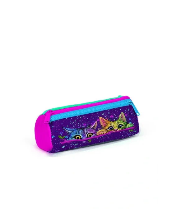 Kids 23732 Mor Pembe Kedi Desenli 3’lü Okul Çanta Seti