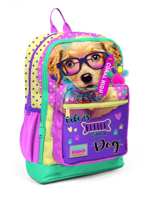 Gözlüklü Köpek Desenli Okul Çantası 23752