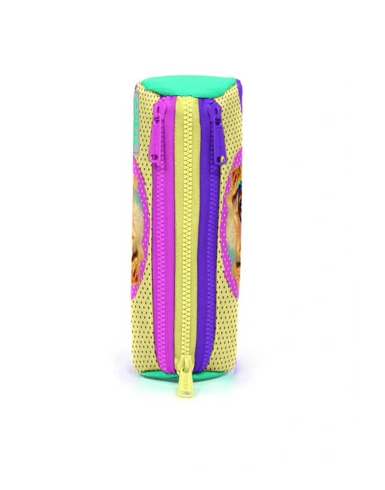 Sarı Pembe Sevimli Köpek Desenli Üç Bölmeli Kalem Çantası 22052