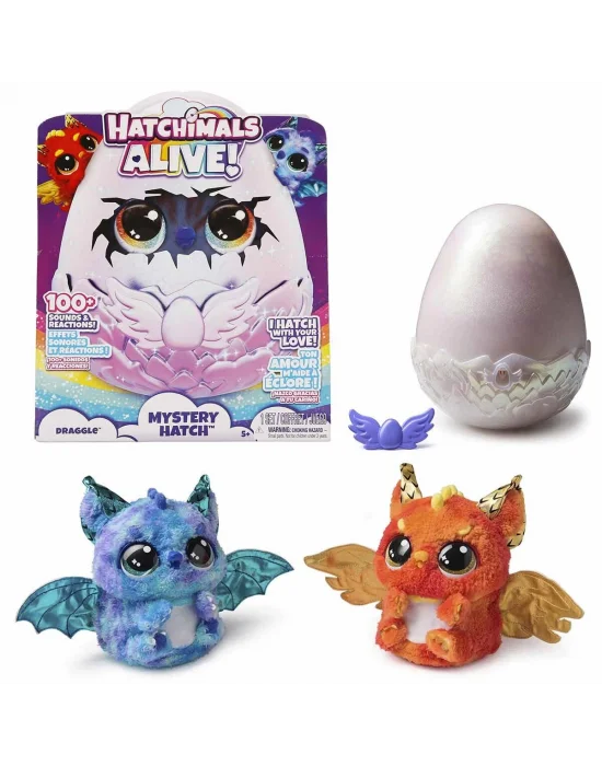 69282 Sun- Sesli Ve Işıklı Hatchimals Alive Mystery Hatch Draggle İnteraktif Peluş Sürpriz Yumurta