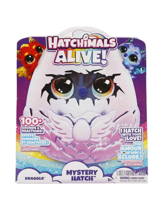 69282 Sun- Sesli Ve Işıklı Hatchimals Alive Mystery Hatch Draggle İnteraktif Peluş Sürpriz Yumurta