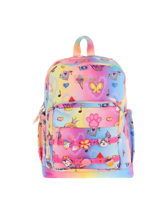 Kids Dört Bölmeli Kız Çocuk Silikon Aksesuarlı Mavi Sarı İlkokul Çantası