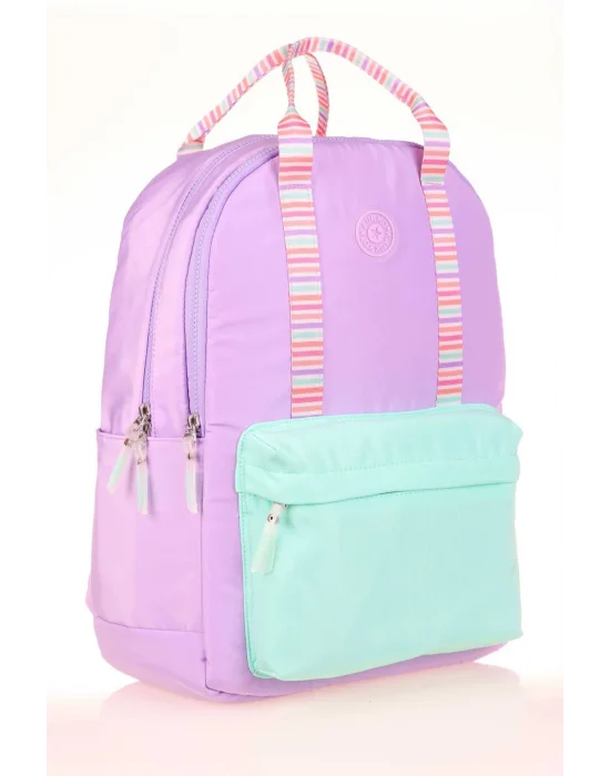 Double Stripe Sırt Çantası Lila K1764 (LİSANSLI)