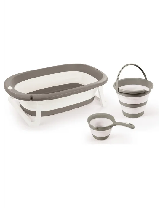 7273 Katlanabilir Üçlü Bebek Banyo Seti Stone Gri