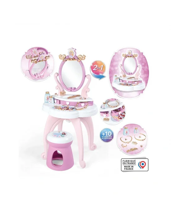 7600320250 Smoby Disney Prensesleri 2si1 Arada Güzellik Masası Oyun Seti