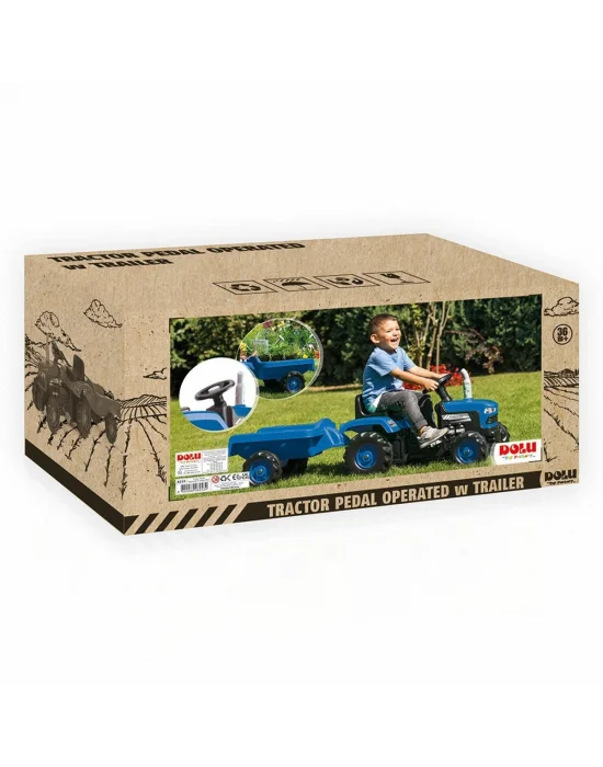 8253 Dolu Römorklu Pedallı Traktör -mavi
