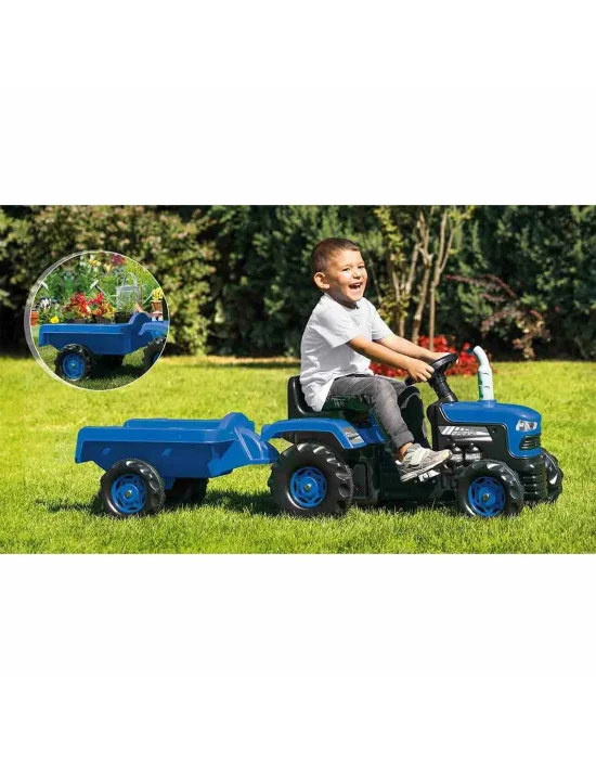 8253 Dolu Römorklu Pedallı Traktör -mavi