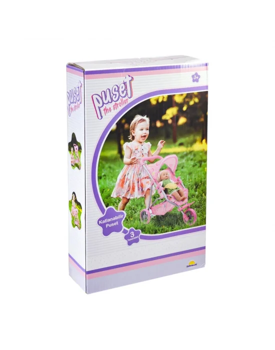 9326c Çilek Desenli, 3 Tekerlekli Ve Tenteli Oyuncak Puset -sunman