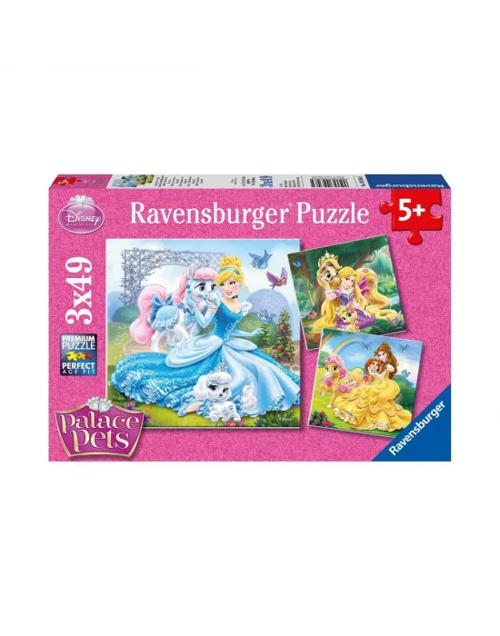 93465 Palace Pets Belle, Cinderella, Rapunzel 3x49 Parça Ravensburger Puzzle