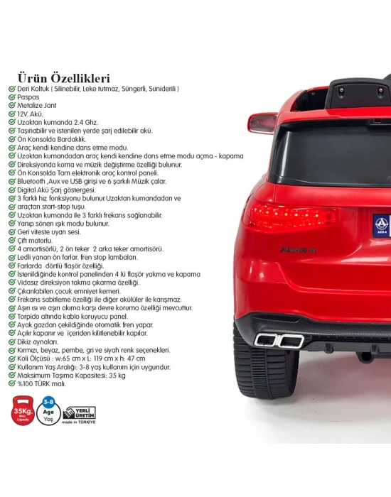 97-176 Bold Kumandalı Akülü Araba Kırmızı 12 Volt -akar Oyuncak