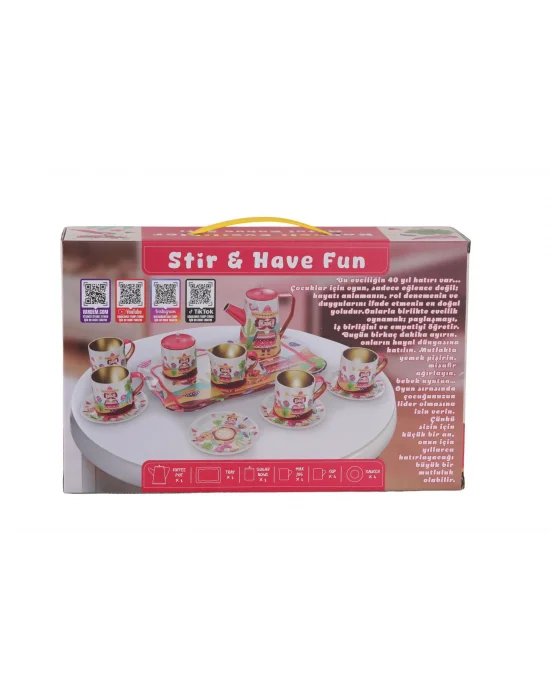 Atf-996-7a-10a 14 Parça Desenli Metal Çay Set