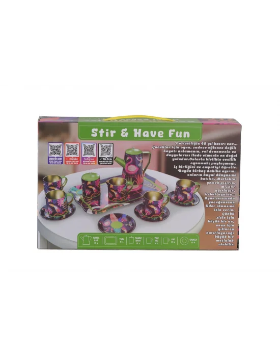 Atf-996-7a-10a 14 Parça Desenli Metal Çay Set